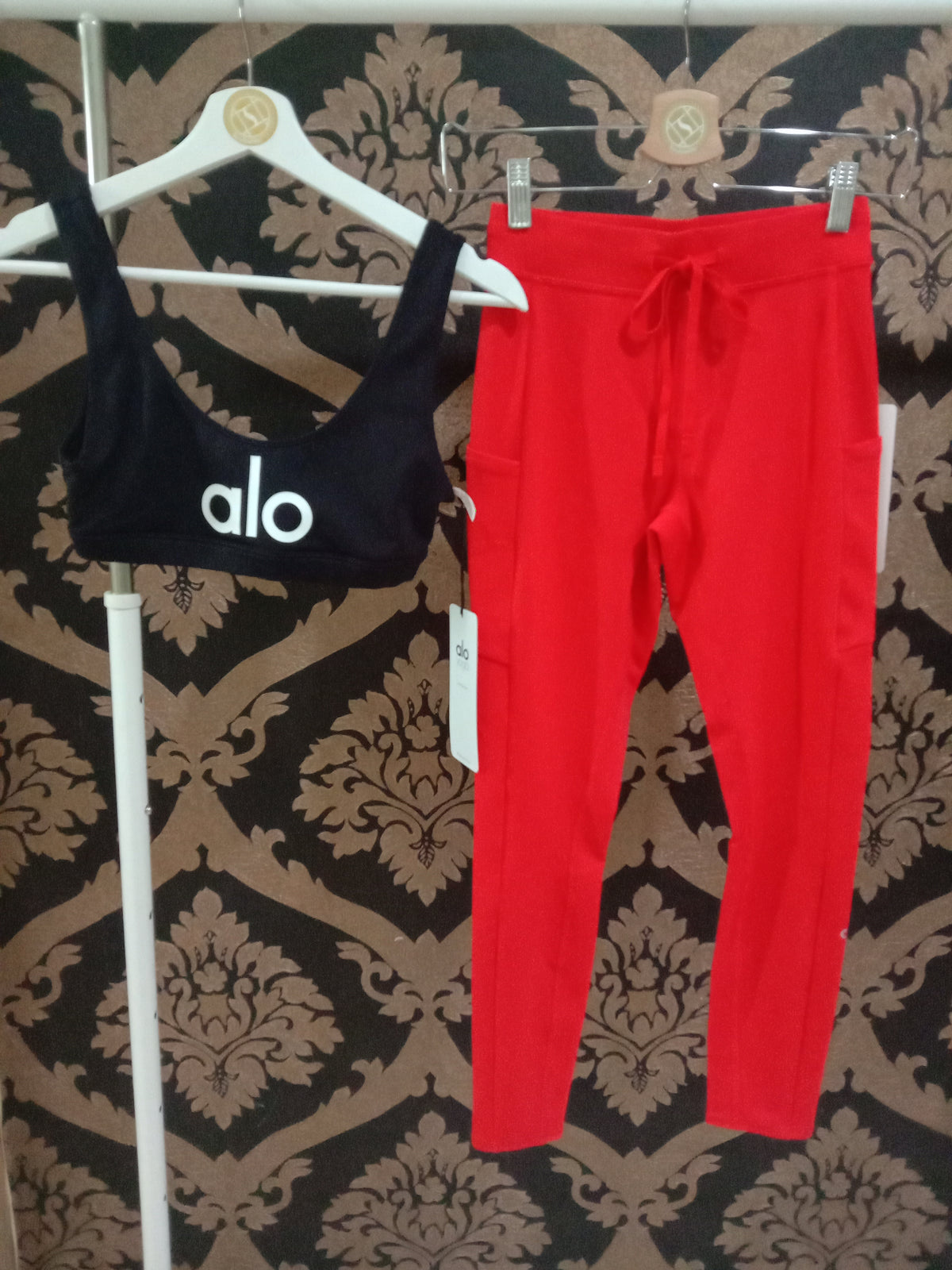 Alo Yoga XXS 7/8 Legging Pos Pemeriksaan Pinggang Tinggi - Cherry