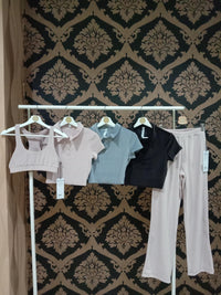 Alo Yoga SMALL Velour Glimmer Scoop Neck Bra - Dusty Pink