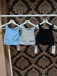 Alo Yoga XS Alosoft Iconic 90'S Bra - Tile Blue/White Heather