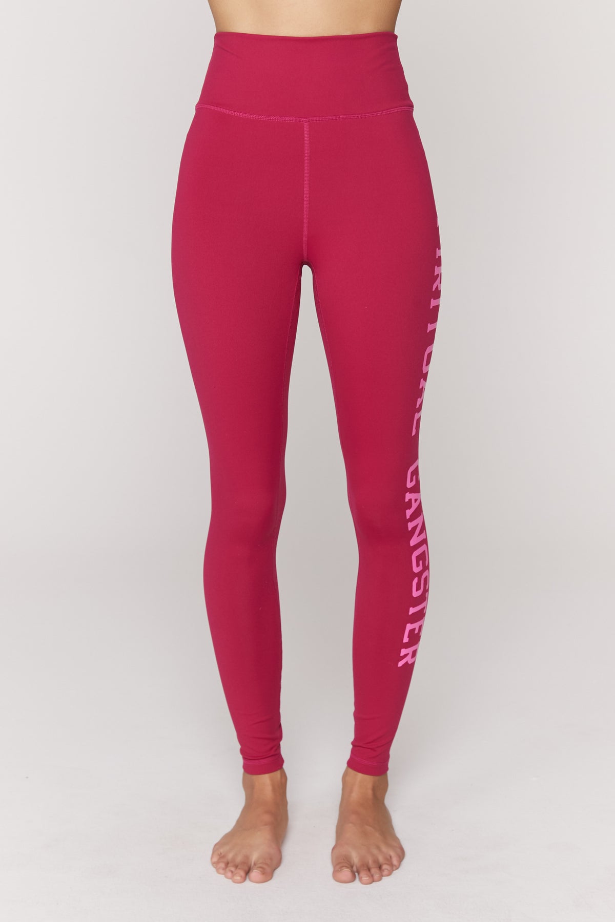 Legging Pinggang Tinggi Esensial Gangster XS Sg Varsity Spiritual - Merah Tua