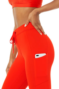 Alo Yoga XXS 7/8 Legging Pos Pemeriksaan Pinggang Tinggi - Cherry