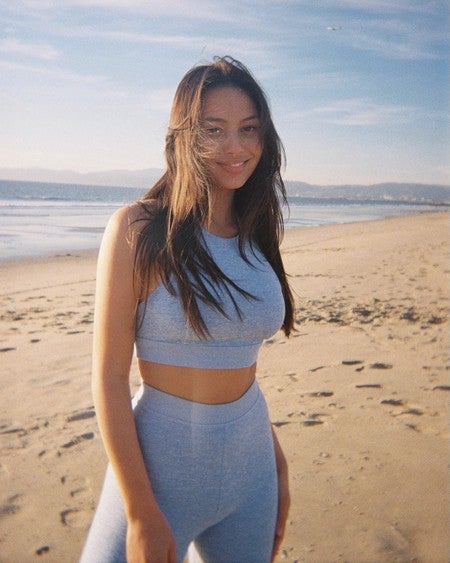 Alo Yoga XS Alosoft Iconic 90'S Bra - Tile Blue/White Heather