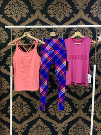 K-Deer XS Textured Plaid 7/8 Sneaker Length Legging - Flex